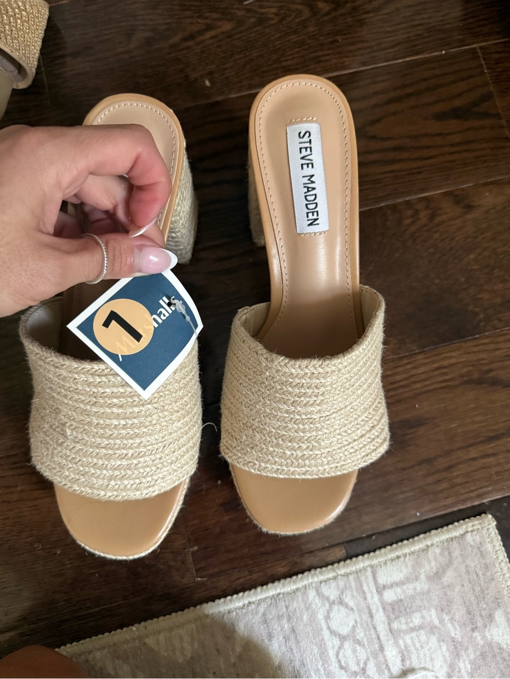 Steve Madden Natural Woven Slide Mules